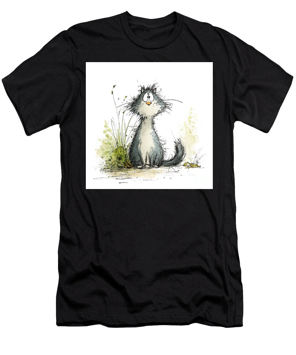 Gray Cartoon Cat Elisabeth Lucas T-Shirt