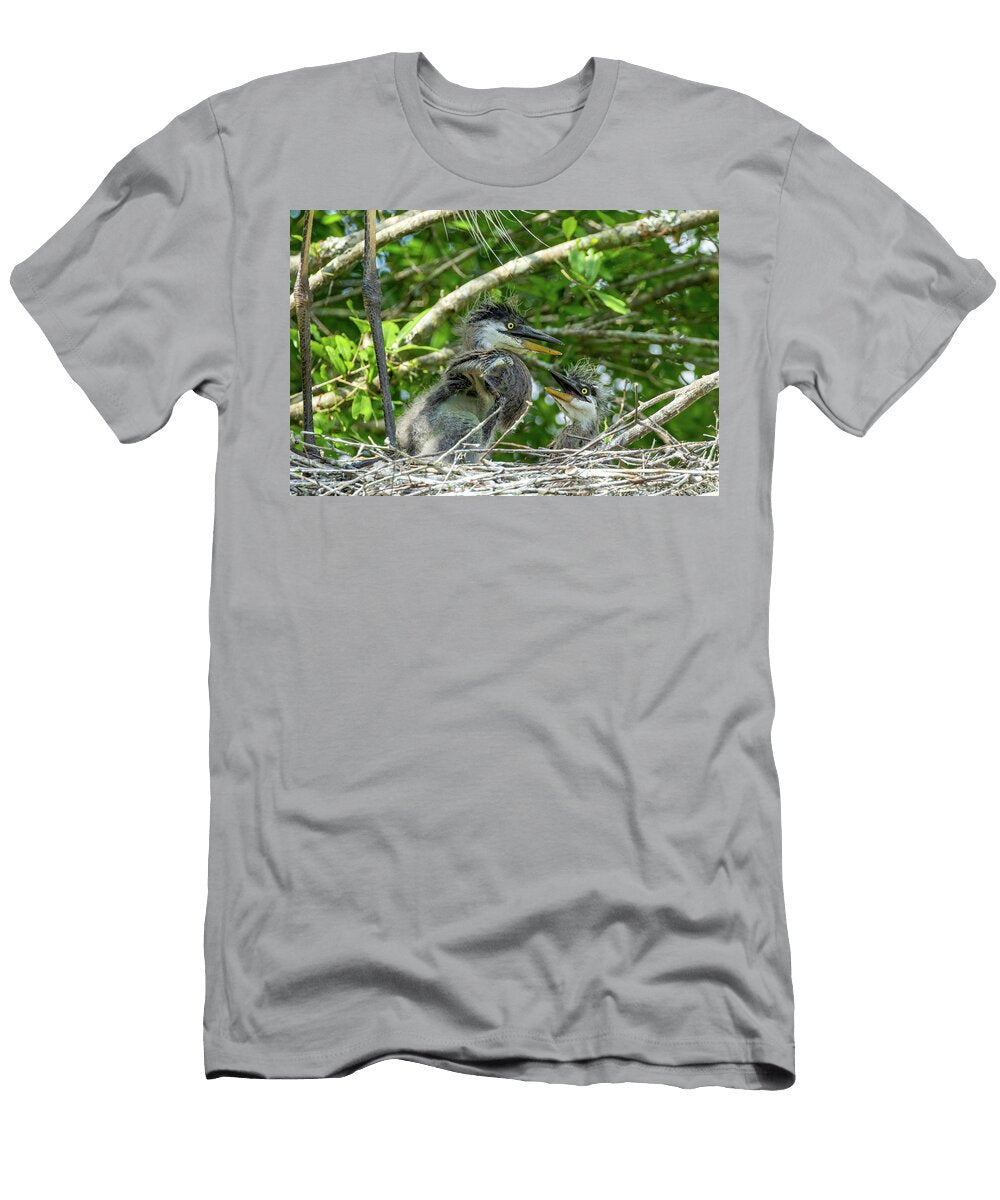Great Blue Heron Chicks Cavorting Heather Earl T-Shirt