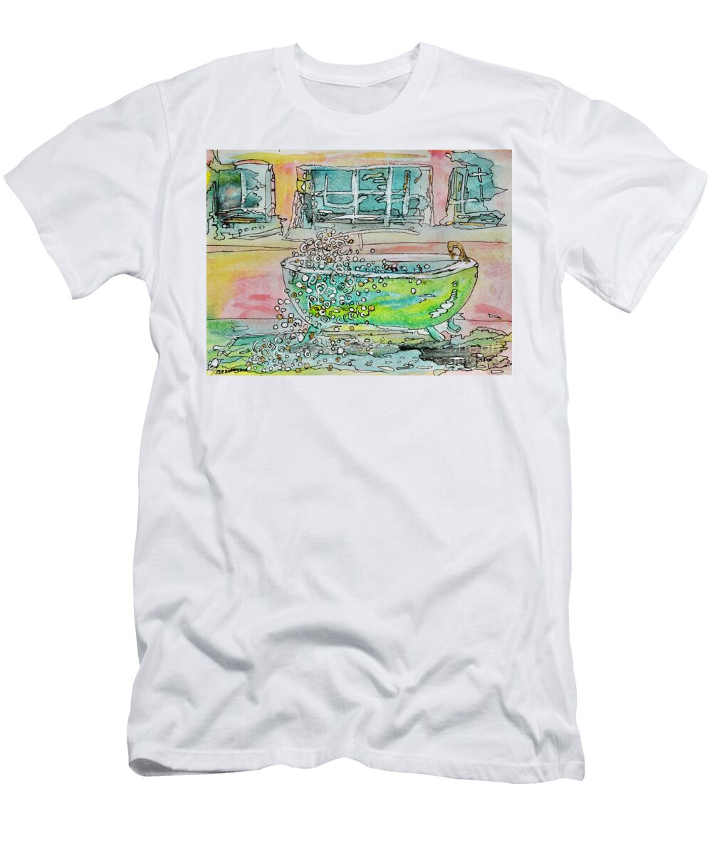 Green Bathtub Bubblebath Painting Patty Donoghue T-Shirt