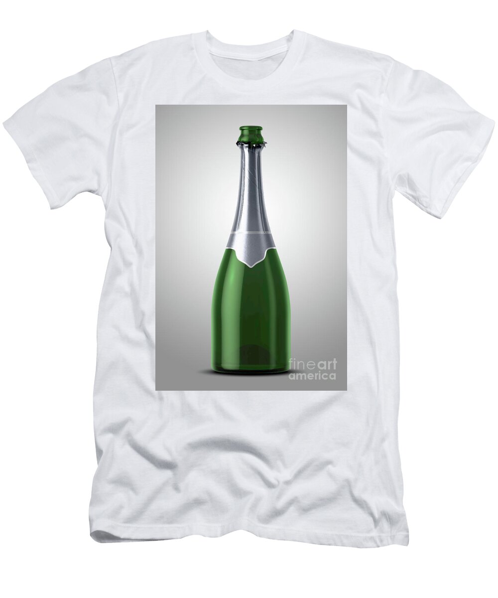 Green Champagne Bottle Open Neck Allan Swart T-Shirt