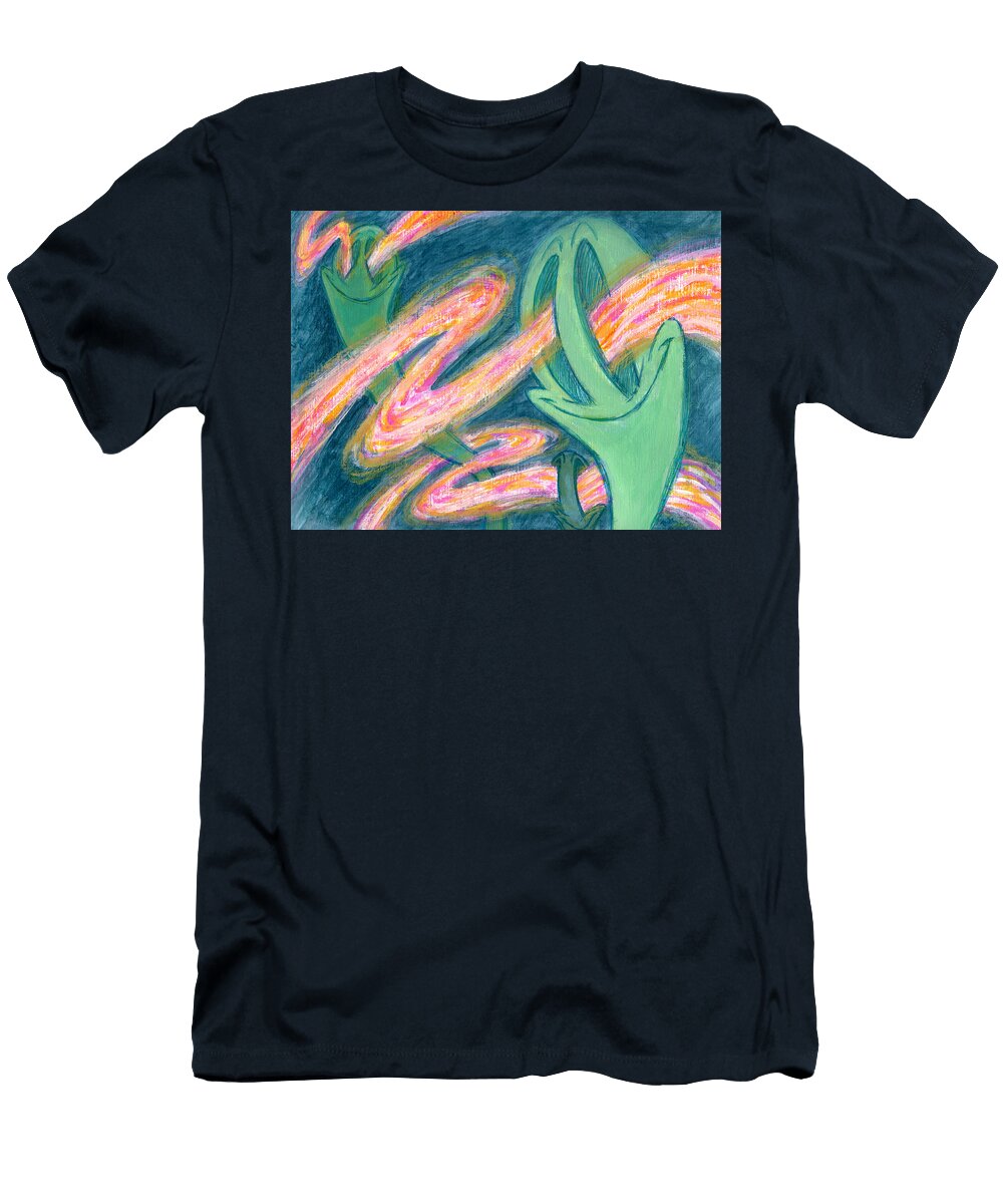 Green Guys with Fire Eyes Rayce Rapoza T-Shirt
