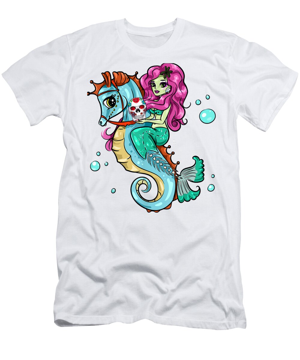 Halloween Skeleton Mermaid Dnt Prints T-Shirt