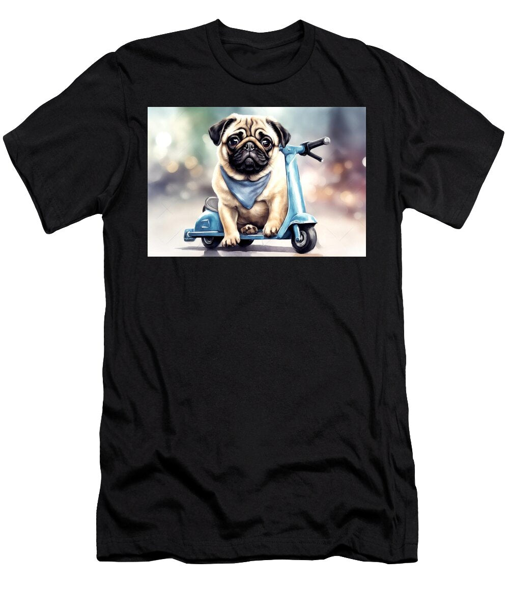 Hand Scooter Clipart Art Background Painted White Cute Animal Template Beautiful Puppy Canino Drawing Watercolor Close Brush Breed Adorable Baby Artistic Pug Illustration Olated Wafe Akkash T-Shirt