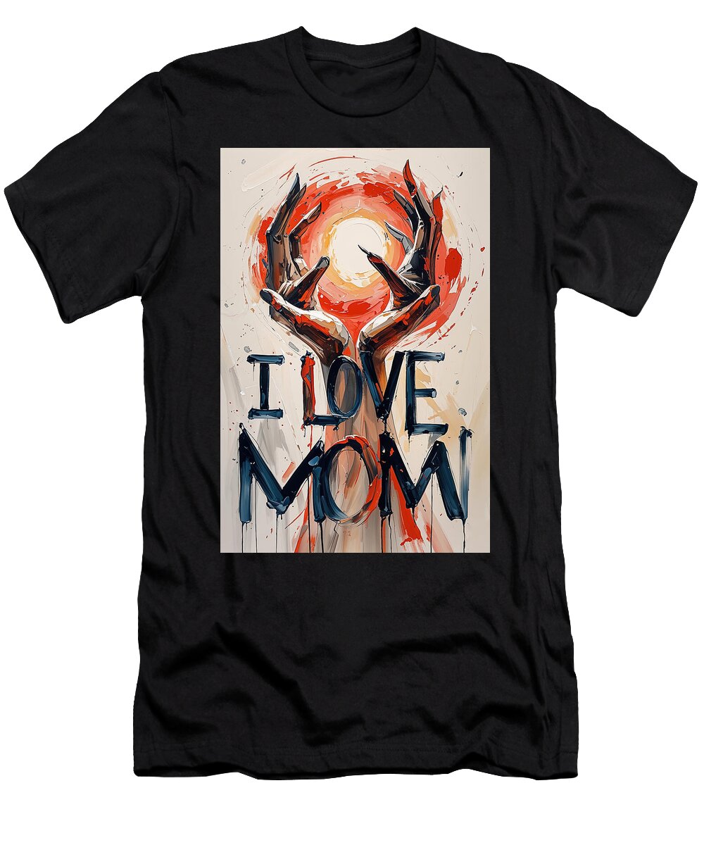 Hands with I Love Mom Text Gull G T-Shirt