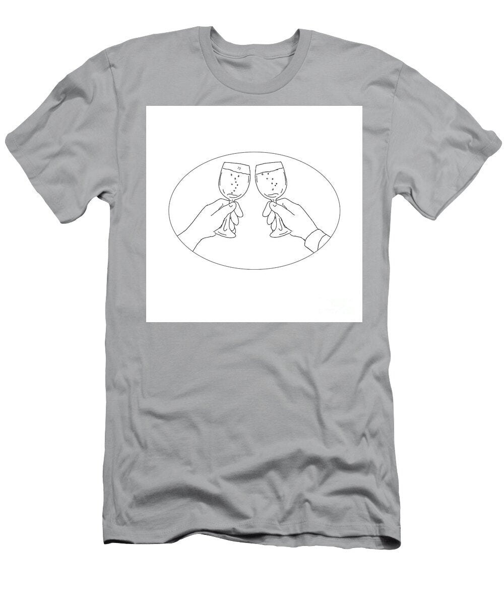 Hands with Wine Glass Toasting Drawing Aloysius Patrimonio T-Shirt