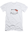 Happily Giggling Hello Kitty with a Red Bow Japanese Kawaii Cartoon Character Inspired Sumi E Illus Awen Fine Art Prints T-Shirt