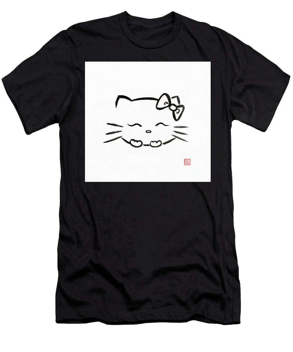 Happy Kawaii Hello Kitty Sumie Ink Painting Awen Fine Art Prints T-Shirt