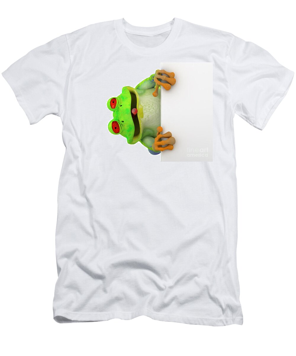 Happy Toon Frog with a White Banner Photocreo Michal Bednarek T-Shirt