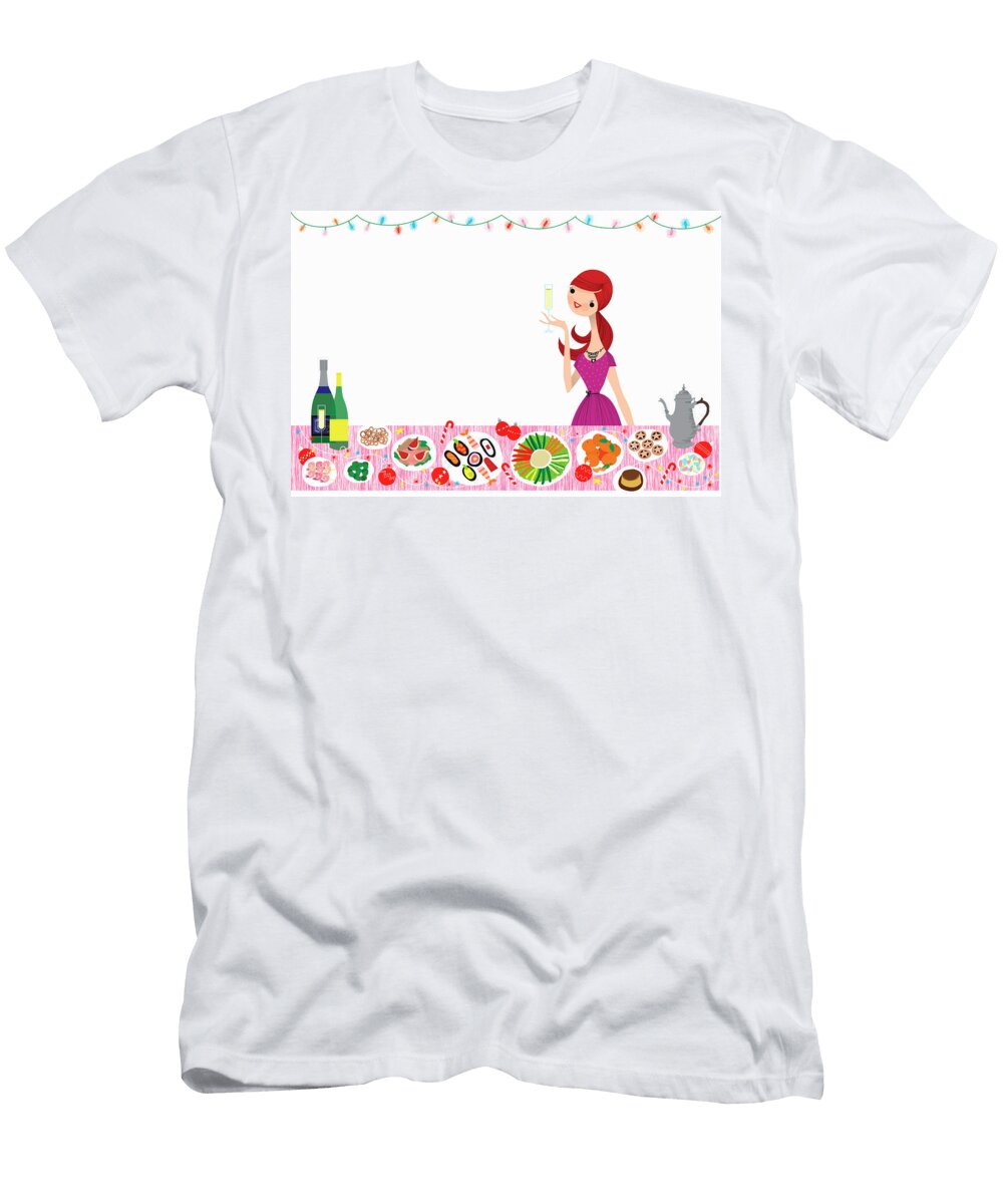 Happy Woman Drinking Champagne Ikon Ikon Images T-Shirt