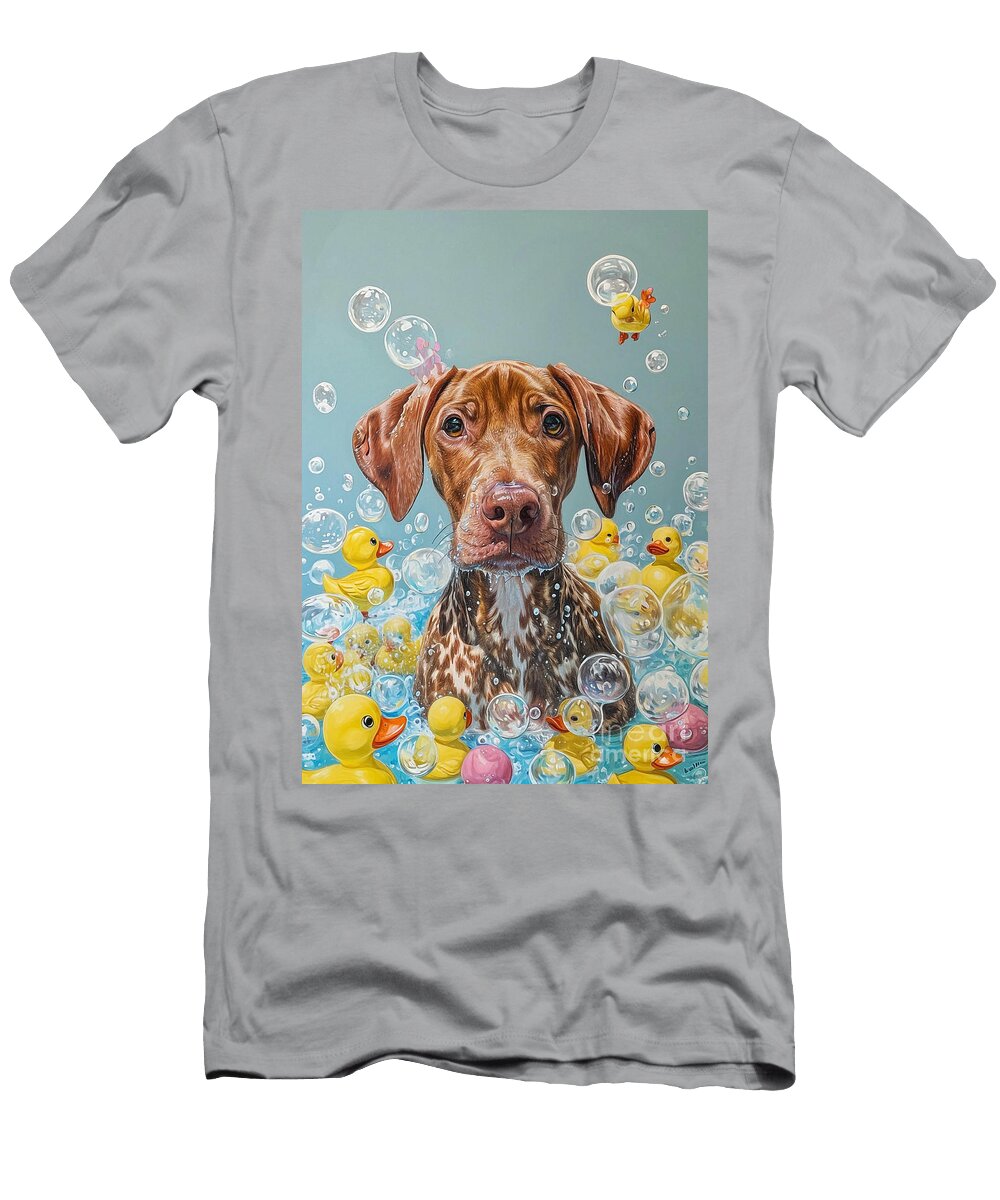 Harrier Dog Enjoying a Bubbly Bath Adrien Efren T-Shirt
