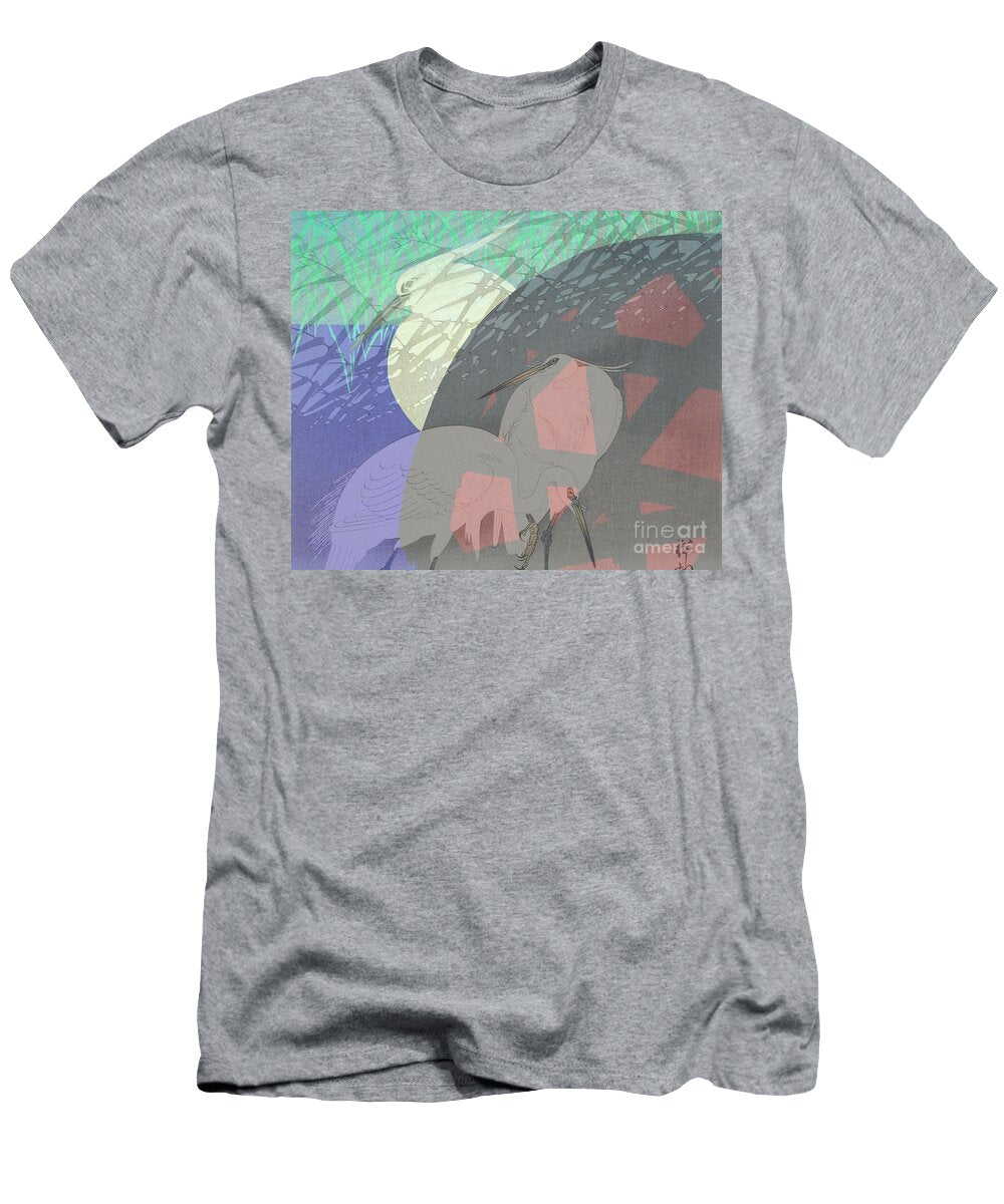 Heron with Egrets in the Weeds Diane Hocker T-Shirt