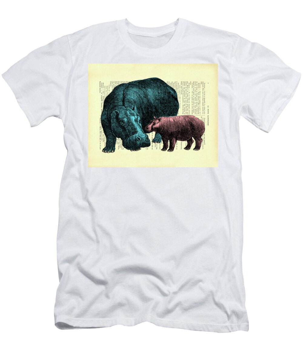 Hippo Mother and Baby Madame Memento T-Shirt