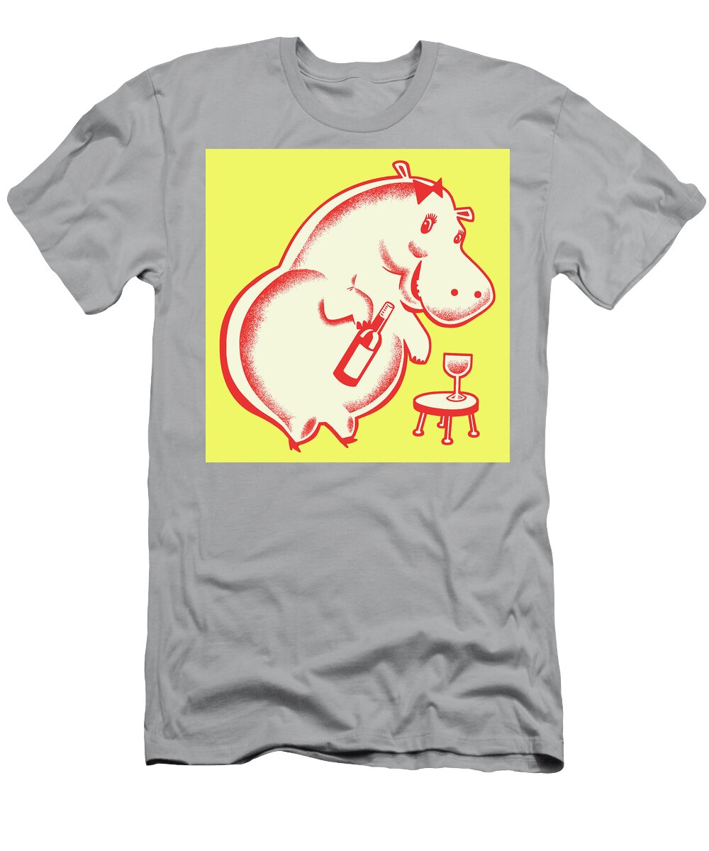 Hippo Pouring Wine Csa Images T-Shirt