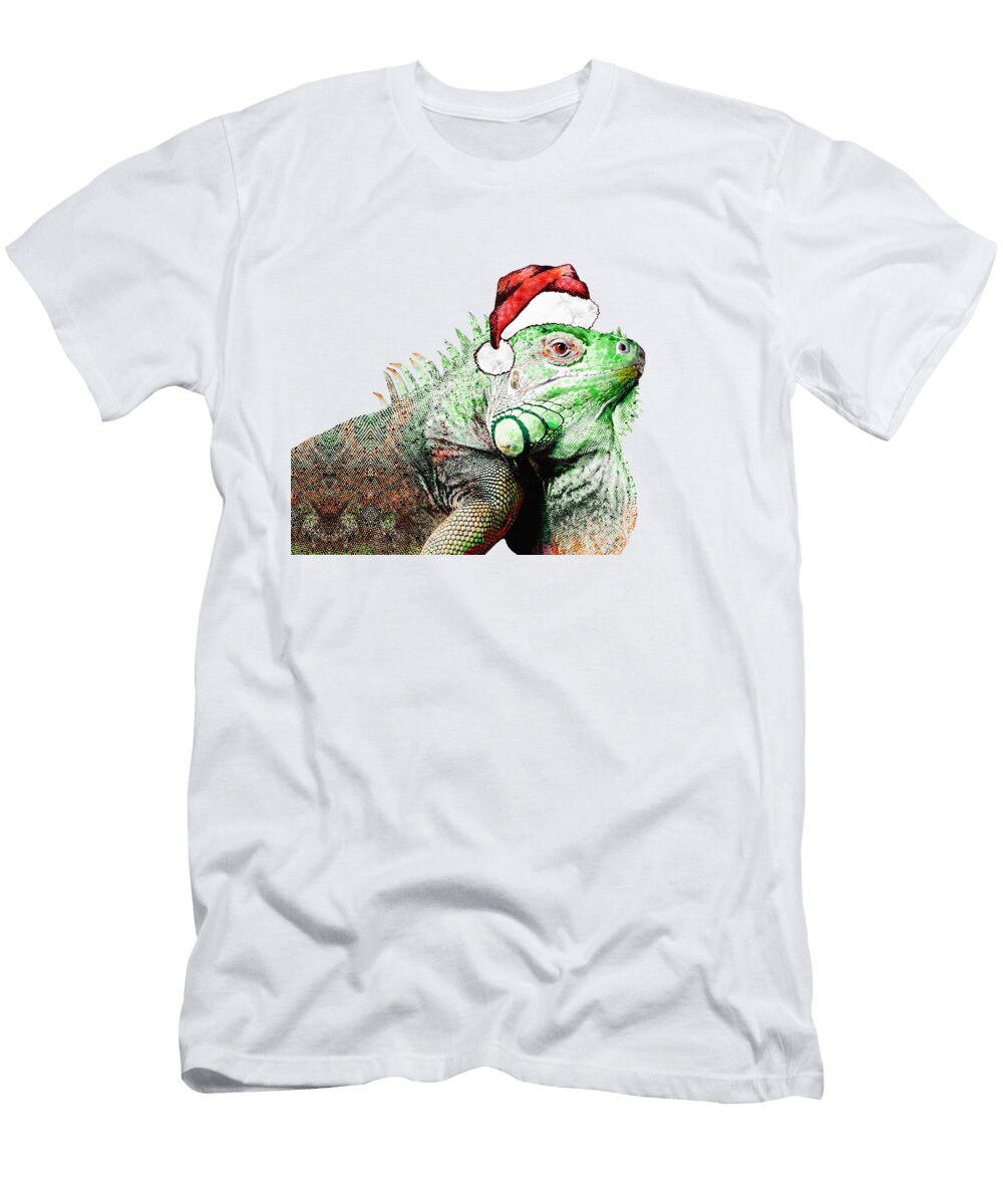 Ho Ho Hoguana Festive Iguana Art Sharon Cummings T-Shirt