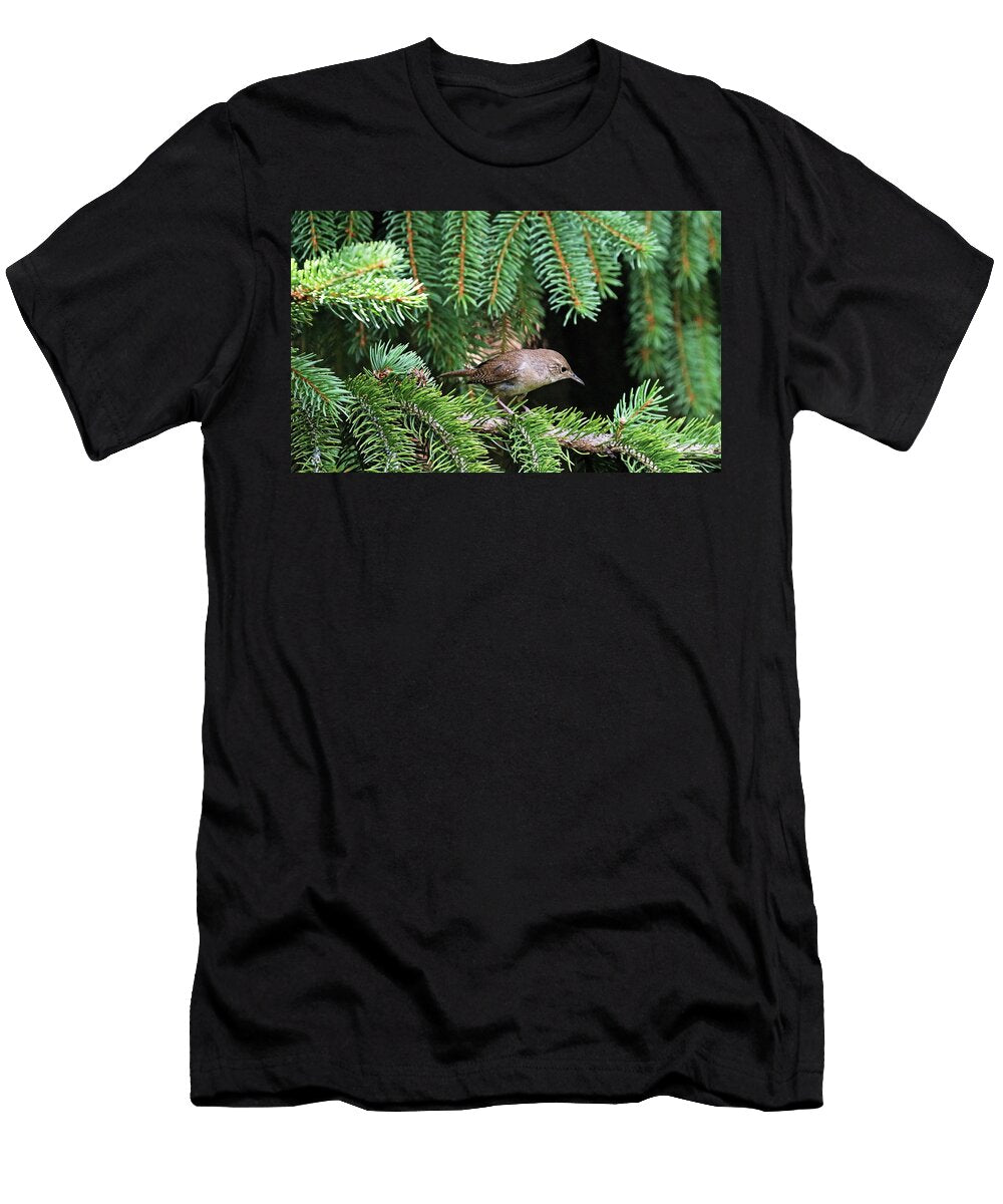 House Wren in Spruce Tree Debbie Oppermann T-Shirt