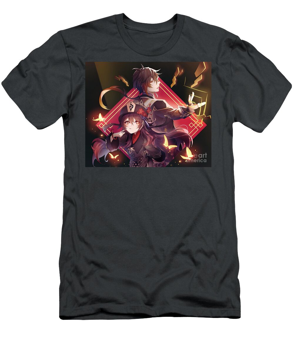 Hu Tao Zhongli Genshin Impact Harrison Brown T-Shirt