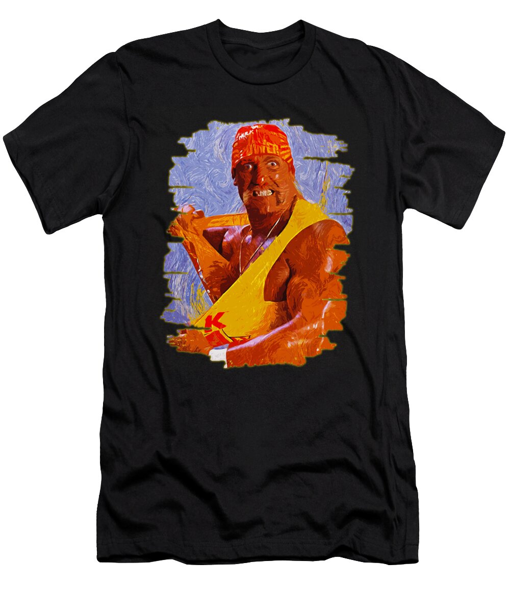 Hulk Hogan 90s WWE Brush Art Kids Dennis Kennedy T-Shirt