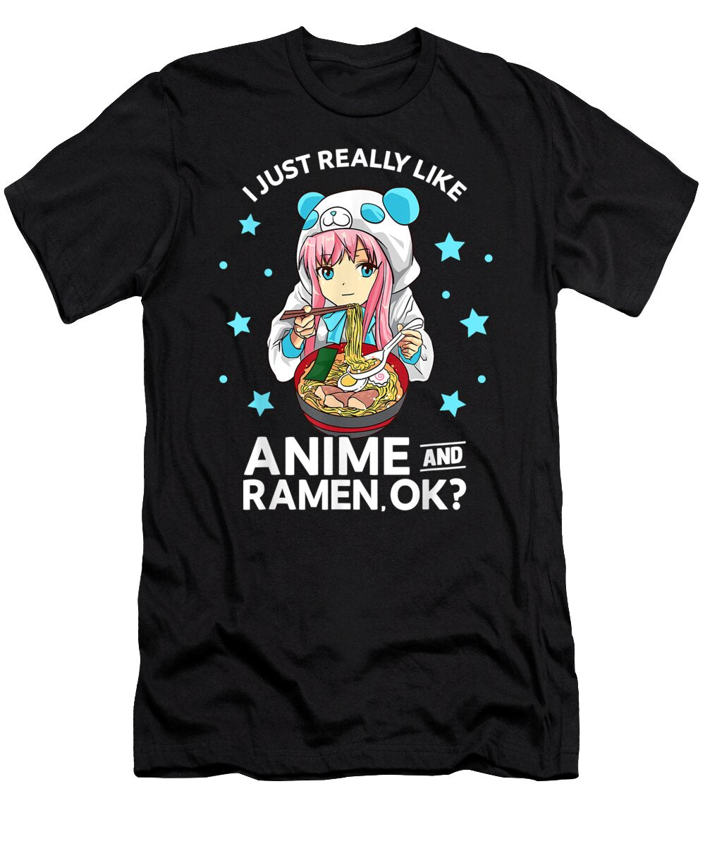 I Just Really Like Anime and Ramen Okay Panda Teen Girls Dnt Prints T-Shirt