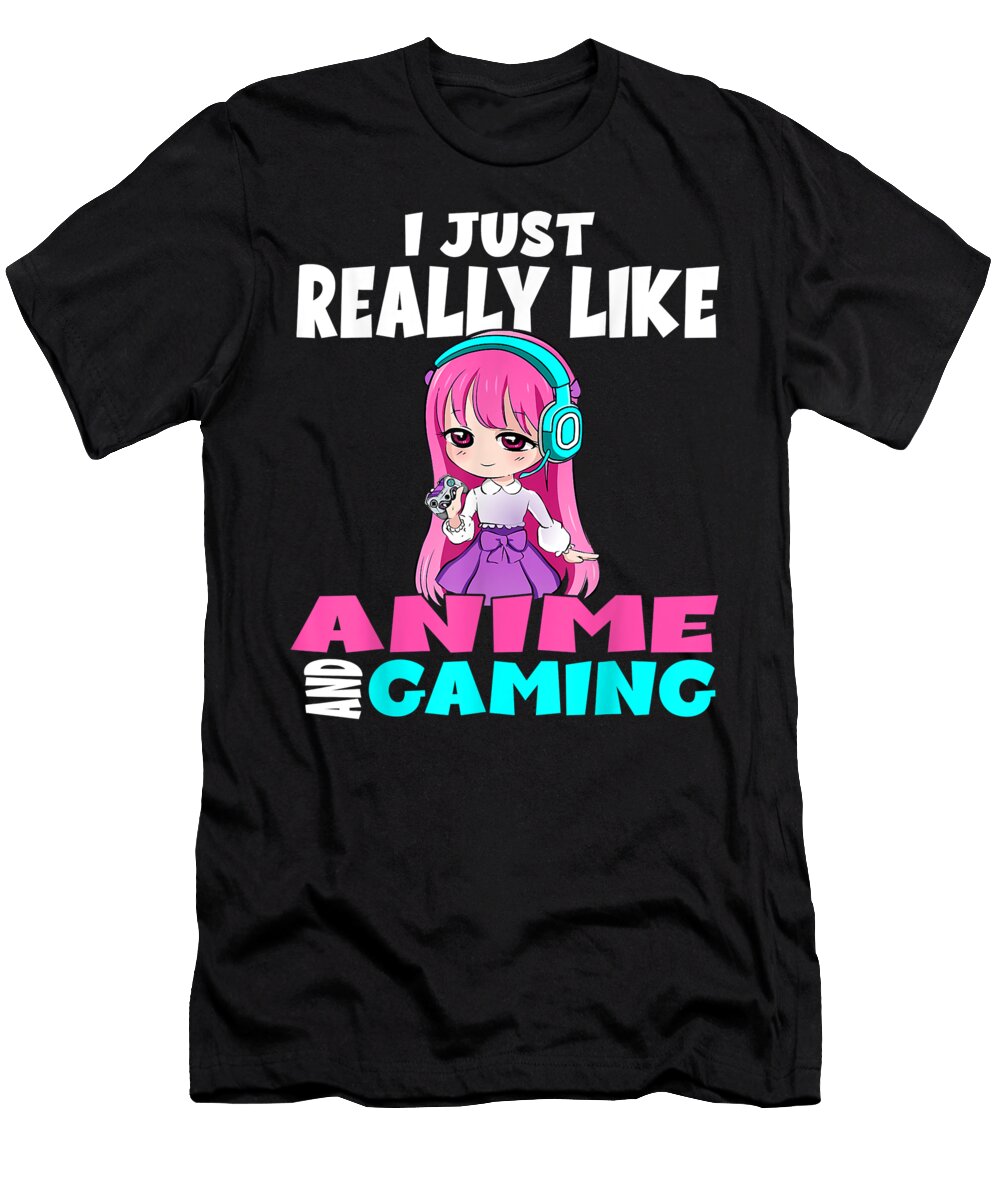 I Just Really Like Gaming and Anime Chibi Video Games Dnt Prints T-Shirt