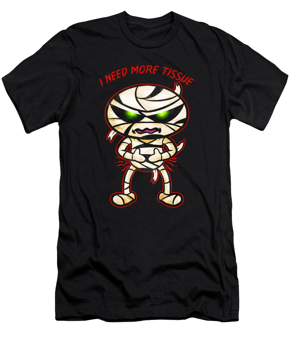 I Need More Tissue Cute Kawaii Chibi Mummy Halloween Jan Bleke T-Shirt