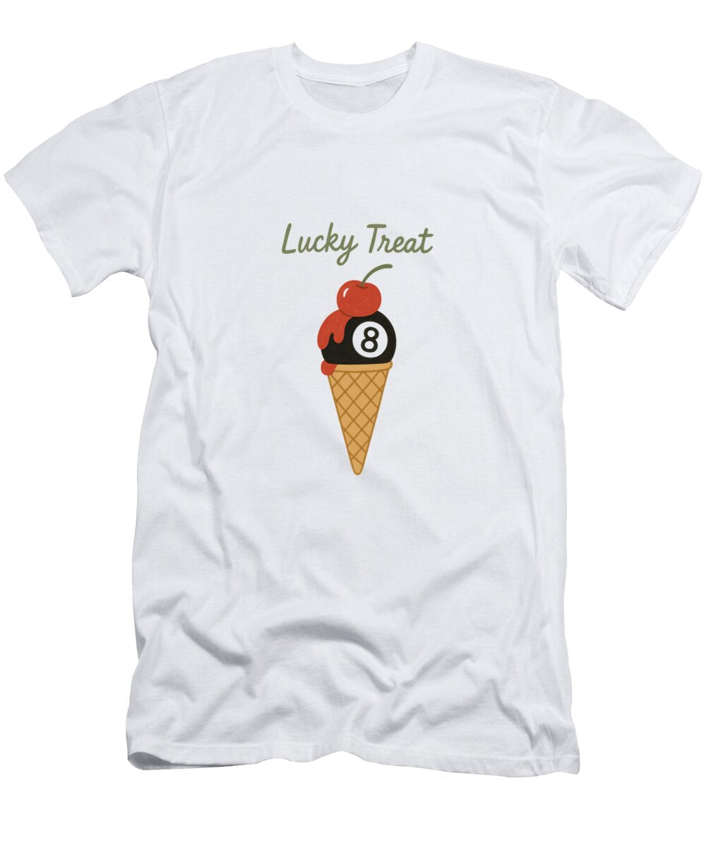 Ice Cream Art Lucky Treat Retro Ice Cream Cone with Magic 8 Ball and Cherry Wall Art Ibrahim Haron T-Shirt