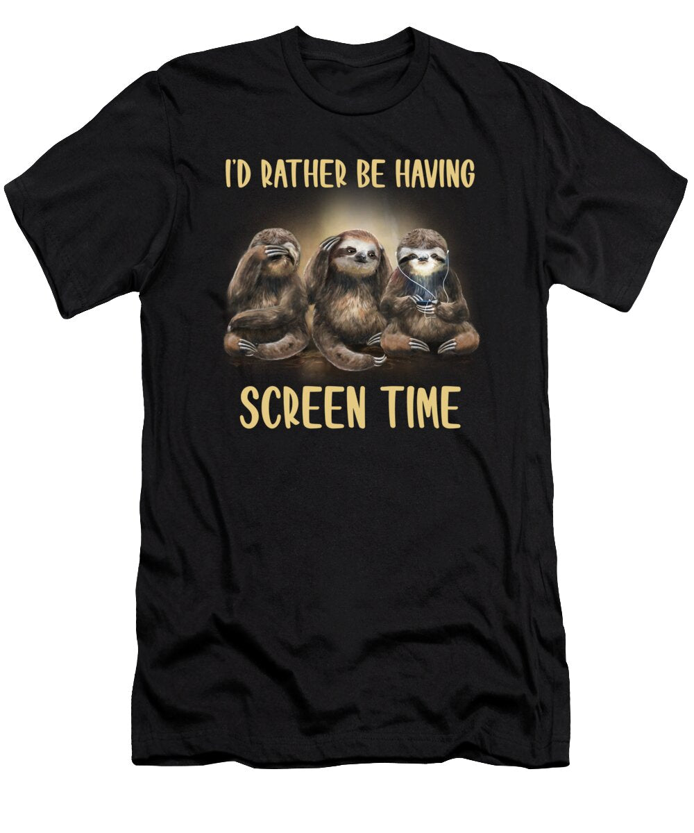 Id Rather Be Having Screen Time Funny Sloth Lover Fancy Lifestyle Art T-Shirt