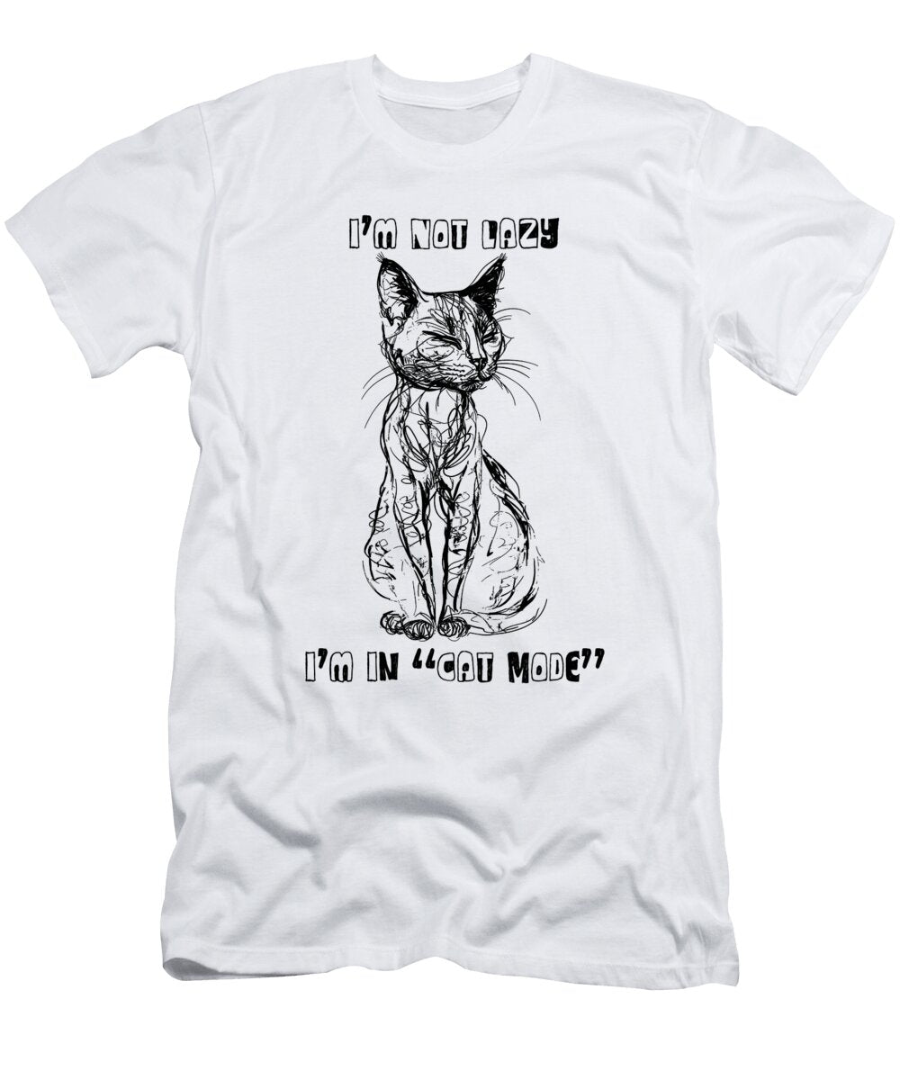 Im Not Lazy Im in Cat Mode Abstract Cat Illustration in Intricate Black Line Art Marian Voicu T-Shirt