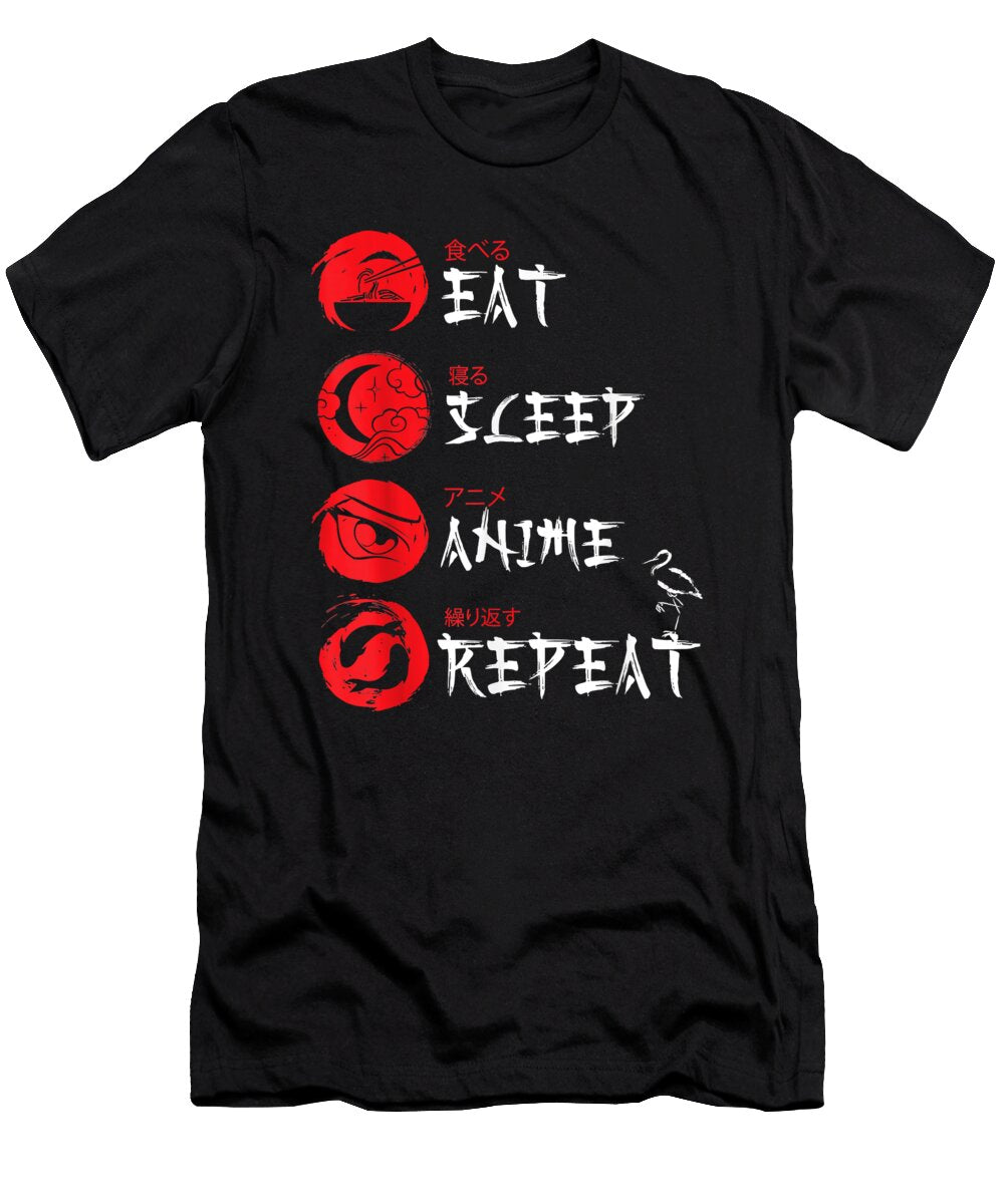 Imagine Super Power Eat Sleep Anime Repeat Japanese Cute Manga Anime Lover Otaku Gift for Fans Ezone Prints T-Shirt