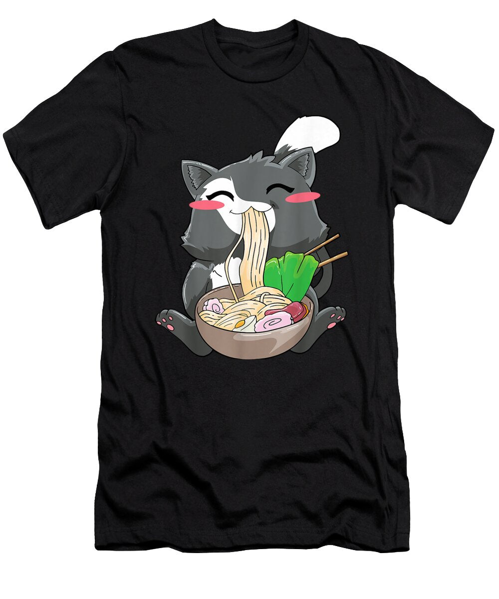 Imagine Super Power Kawaii Gift Ramen Cat Bowl Anime Retro Wave Ezone Prints T-Shirt