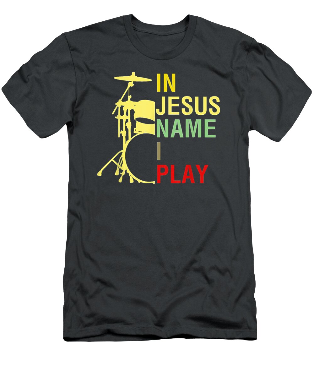 In Jesus Name I Play Vintage Drum Findla Lace T-Shirt