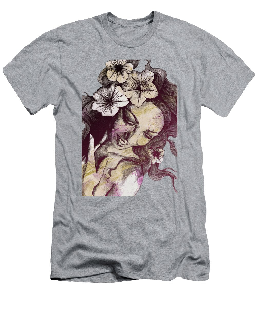 In the Year of Our Lord Wine Smiling Lady with Petunias Marco Paludet T-Shirt