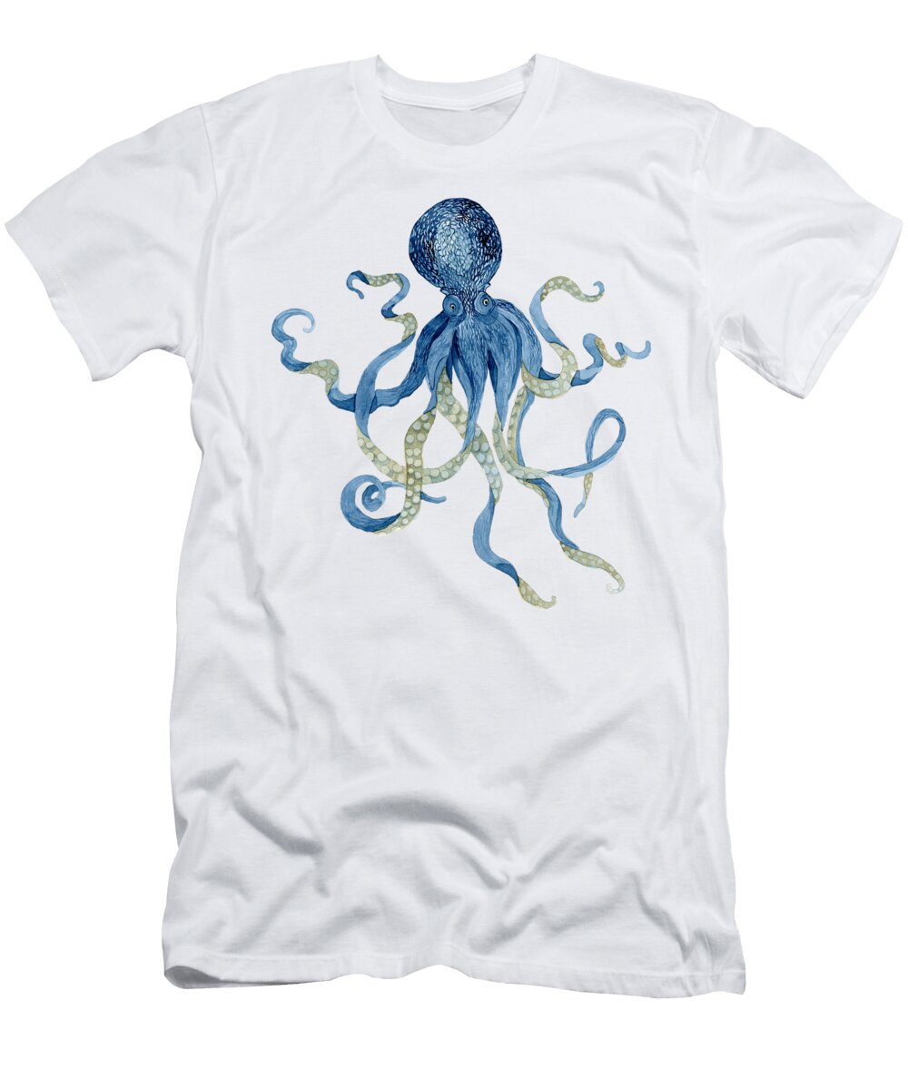 Indigo Ocean Blue Octopus Audrey Jeanne Roberts T-Shirt