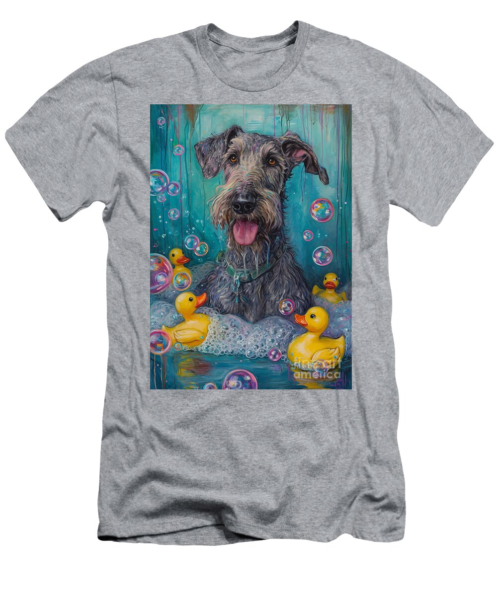 Irish Wolfhound Dog Enjoying a Bubbly Bath Adrien Efren T-Shirt