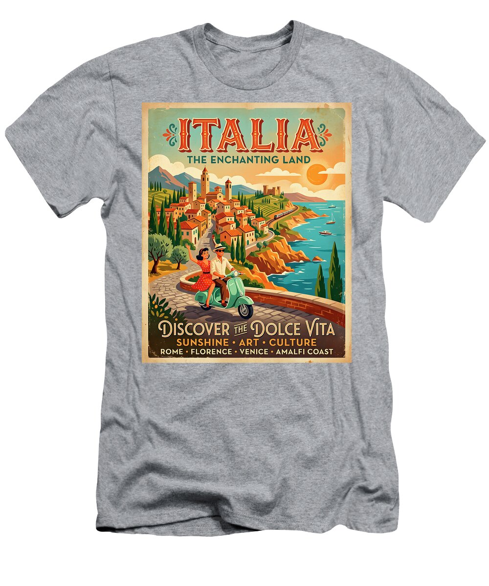 Italia Vintage Travel Poster Akira Designhouse T-Shirt