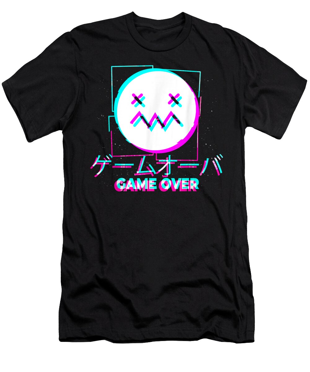 Japanese Glitch Sad Anime Girl Boy Game Over Aesthetic Dnt Prints T-Shirt