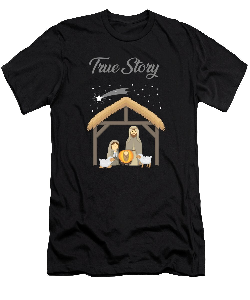 Jesus True Story Christmas Day Xmas Birth of Jesus Birth Story Celebration Thomas Larch T-Shirt