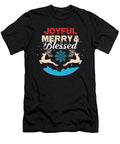 Joyful Merry Blessed Christmas Reindeer Snow Jacob Zelazny T-Shirt