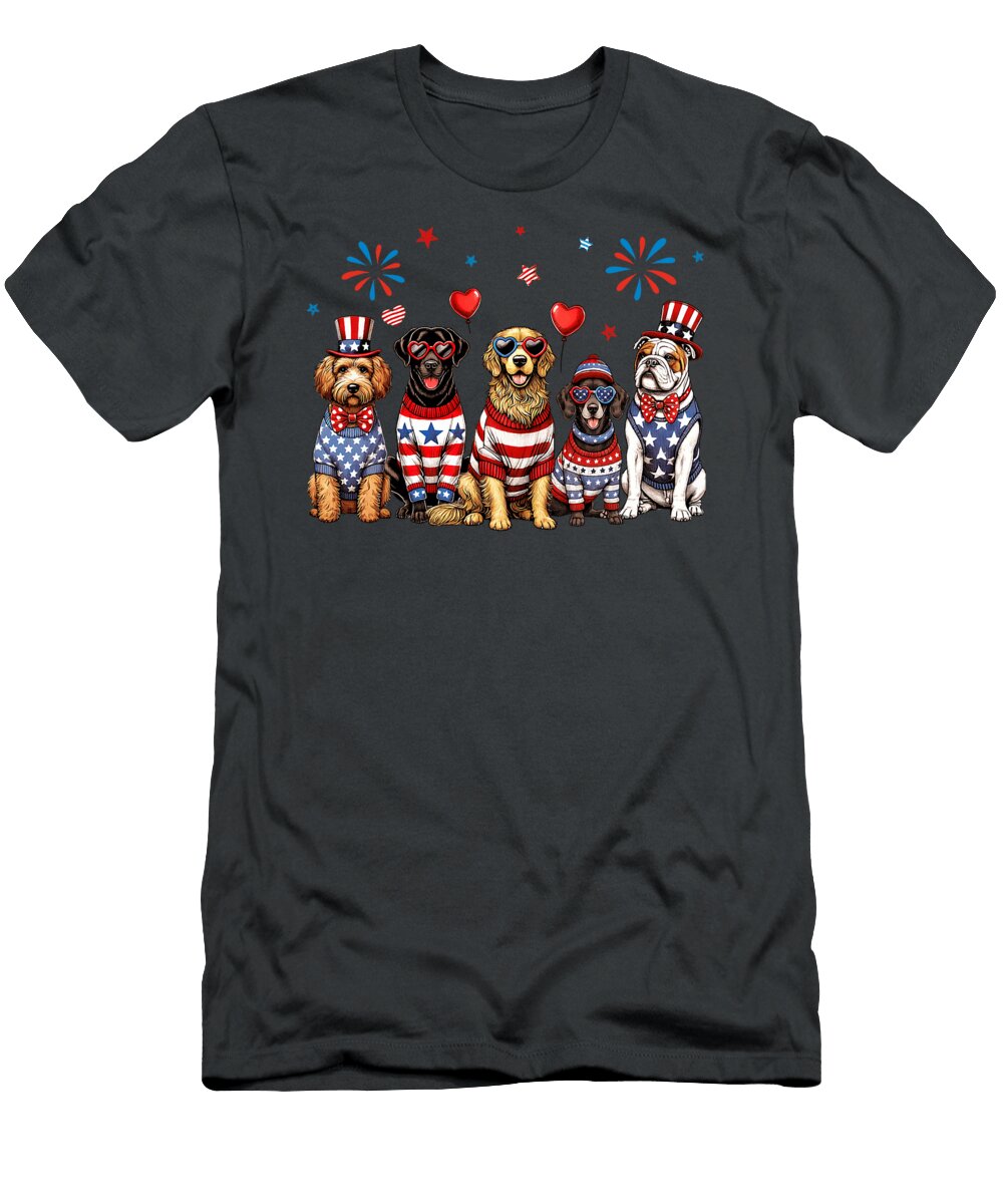 July 4th Dog Fourth of July Cute Dog Patriotic Sophie Eleanor T-Shirt