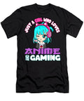 Just a Girl Who Loves Anime and Gaming Chibi Video Games Dnt Prints T-Shirt