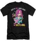 Just a Girl Who Loves Anime and Sketching Anime Drawing Gift Dnt Prints T-Shirt