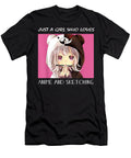 Just a Girl Who Loves Anime and Sketching Cute Girl Gift Dnt Prints T-Shirt