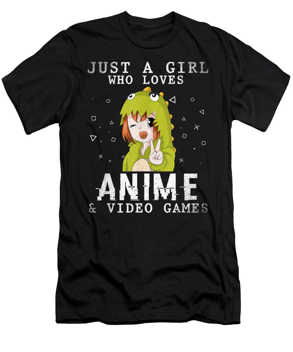 Just a Girl Who Loves Anime and Video Games Anime Dnt Prints T-Shirt