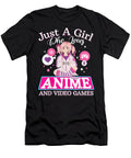 Just a Girl Who Loves Anime and Video Games Gift Character Dnt Prints T-Shirt
