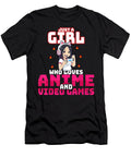 Just a Girl Who Loves Anime and Video Games Girls Gift Dnt Prints T-Shirt