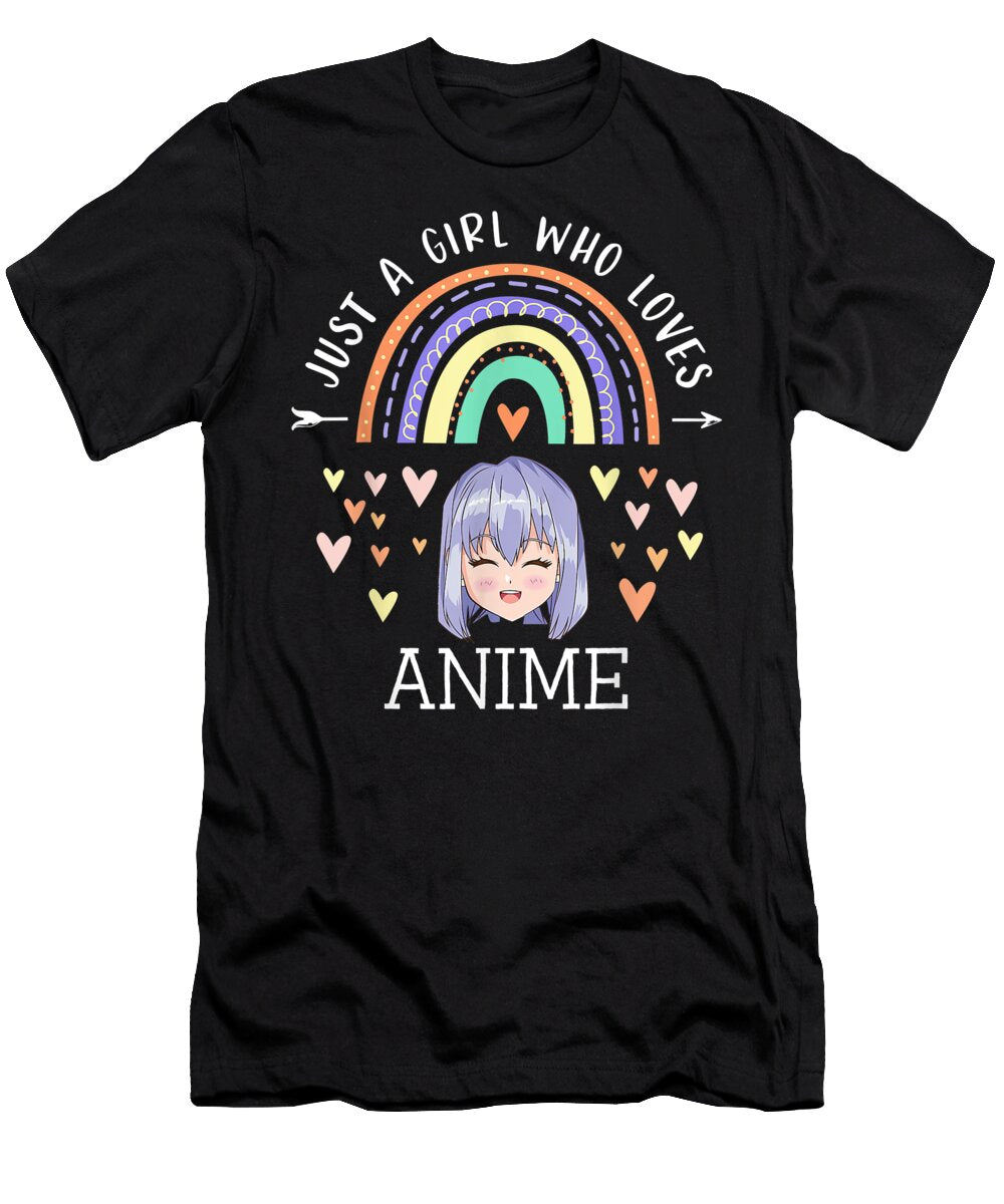 Just a Girl Who Loves Anime Rainbow Gifts for Anime Lover Dnt Prints T-Shirt