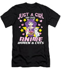 Just a Girl Who Loves Anime Ramen and Cats Cute Manga Girl Dnt Prints T-Shirt