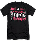 Just a Girl Who Loves Anime Sketching Cut Manga Cat Ears Dnt Prints T-Shirt