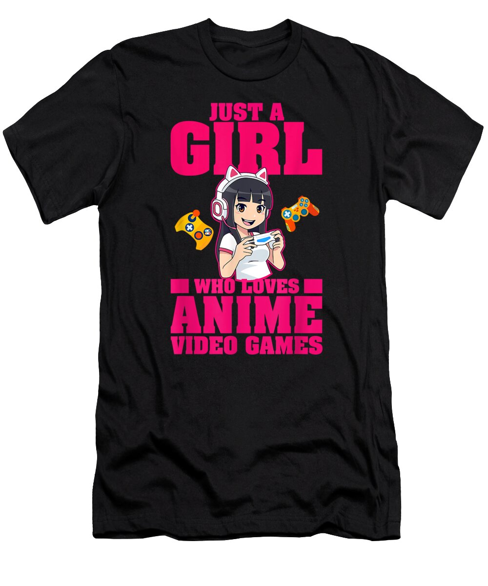 Just a Girl Who Loves Anime Video Games Plus Size 2xl 3xl Dnt Prints T-Shirt