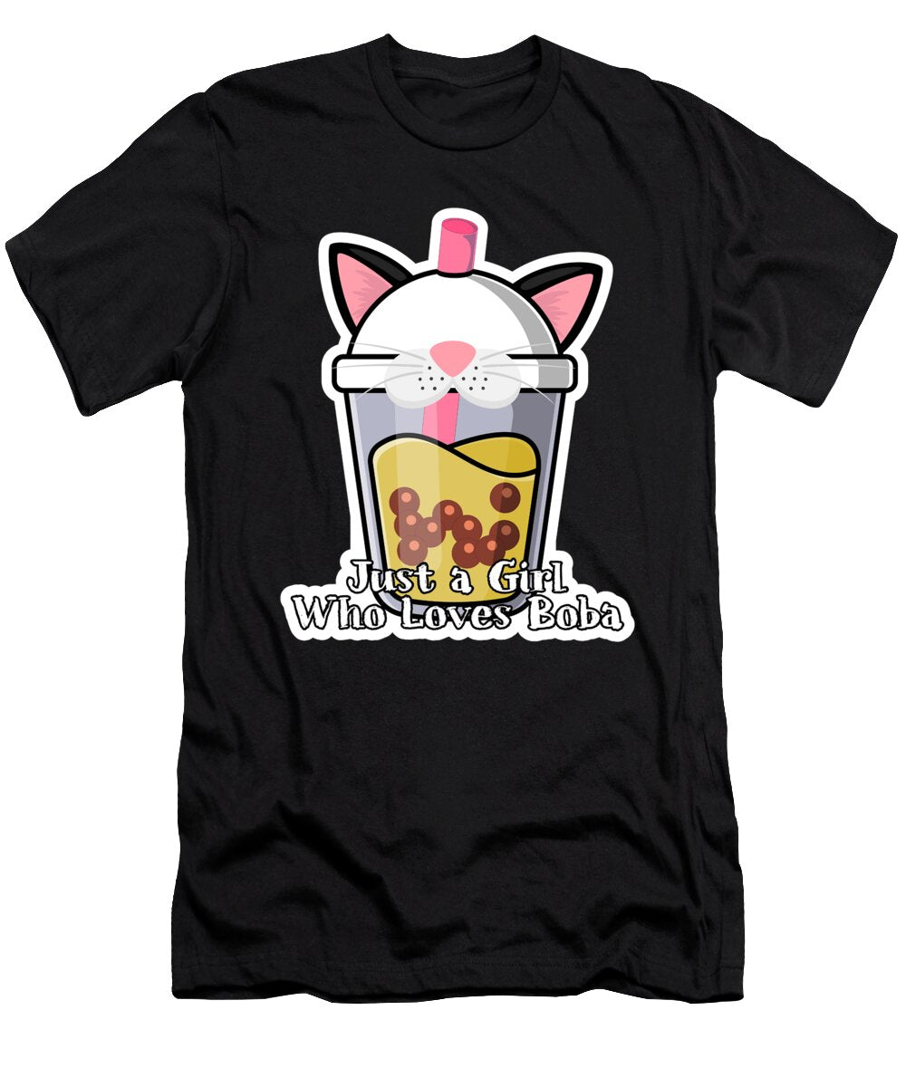 Just a Girl Who Loves Boba Tea Gift Kawaii Cat Design Alessandra Roth T-Shirt