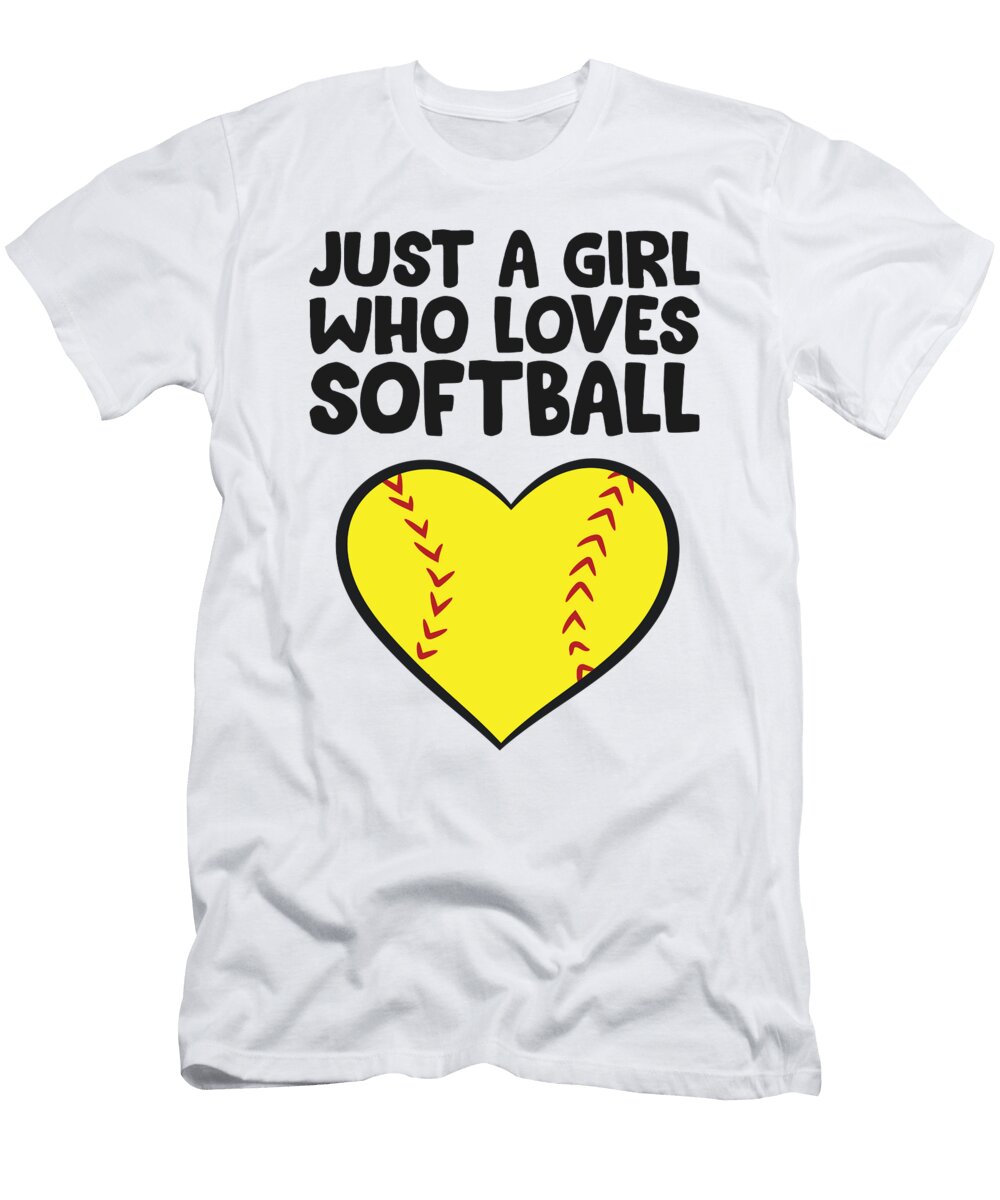 Just a Girl Who Loves Softball Cute Softball Eq Designs T-Shirt
